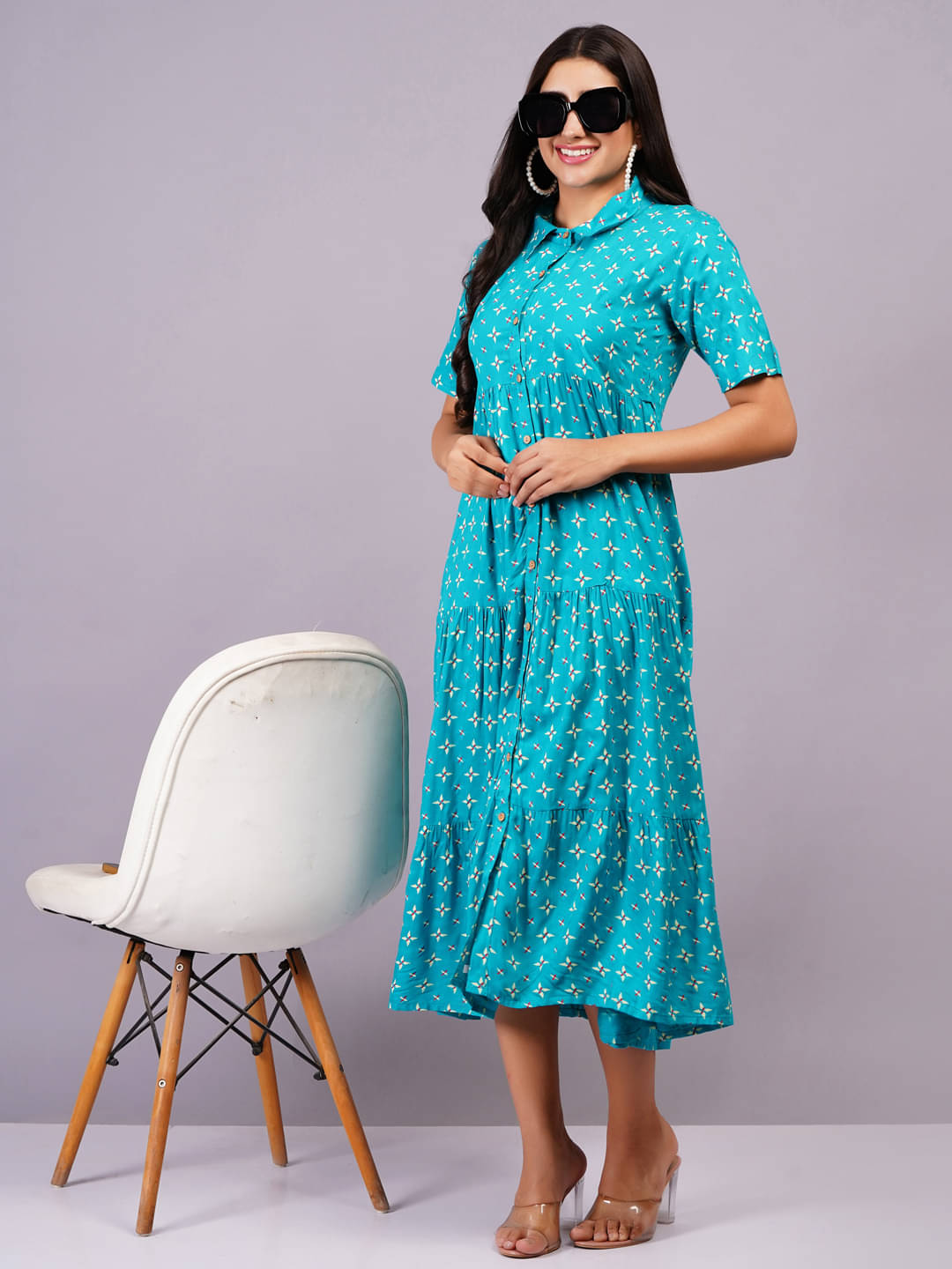 Jyoti Women Rayon Printed Shirt Dress ( Lime Green ) Jyoti Women Rayon Printed Shirt Dress ( Lime Green )
