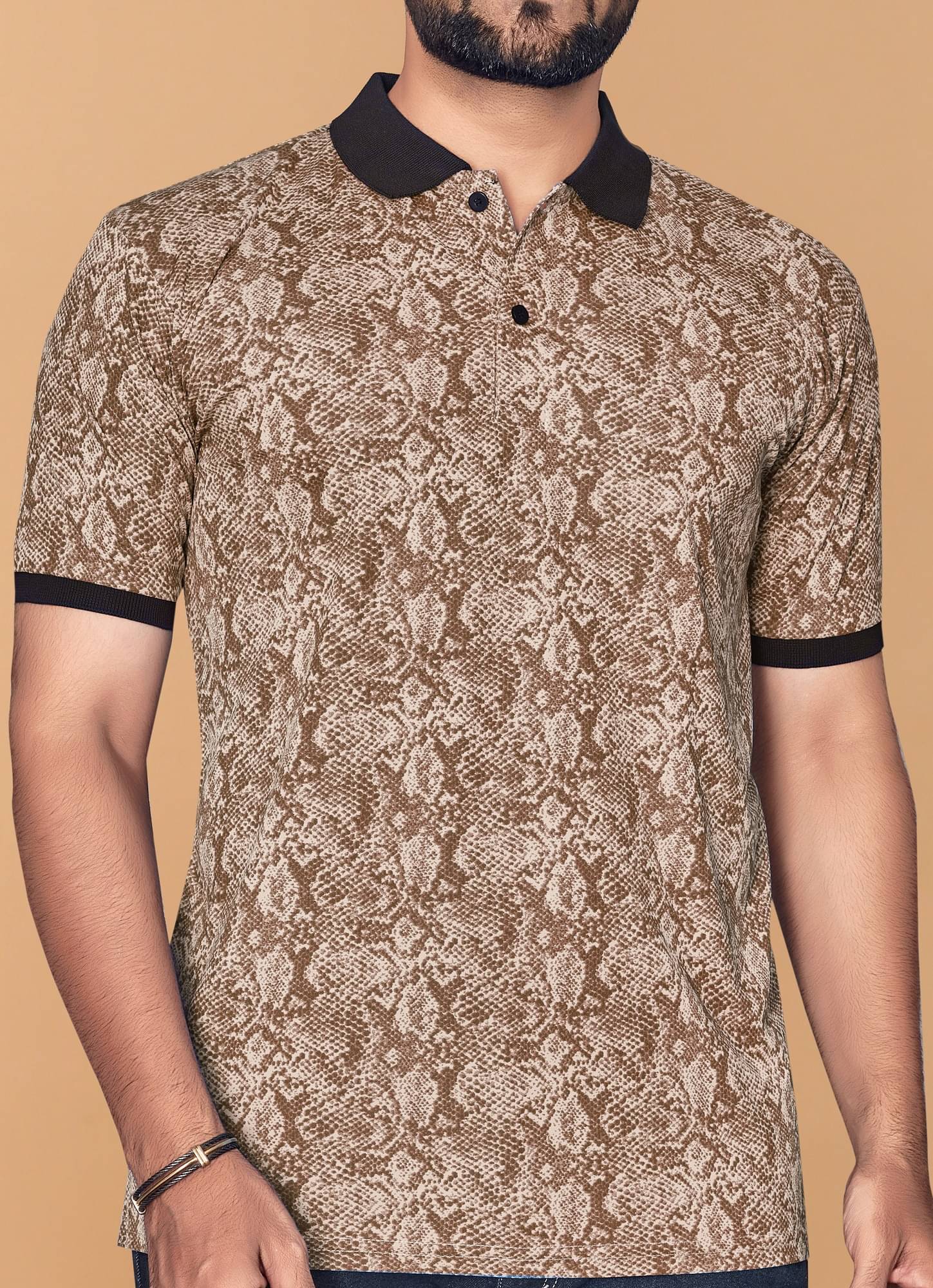 KAJARU Polyester Regular Fit Printed Half Sleeves Men's Polo T Shirt - Cream ( Pack of 1 ) KAJARU Polyester Regular Fit Printed Half Sleeves Men's Polo T Shirt - Cream ( Pack of 1 )