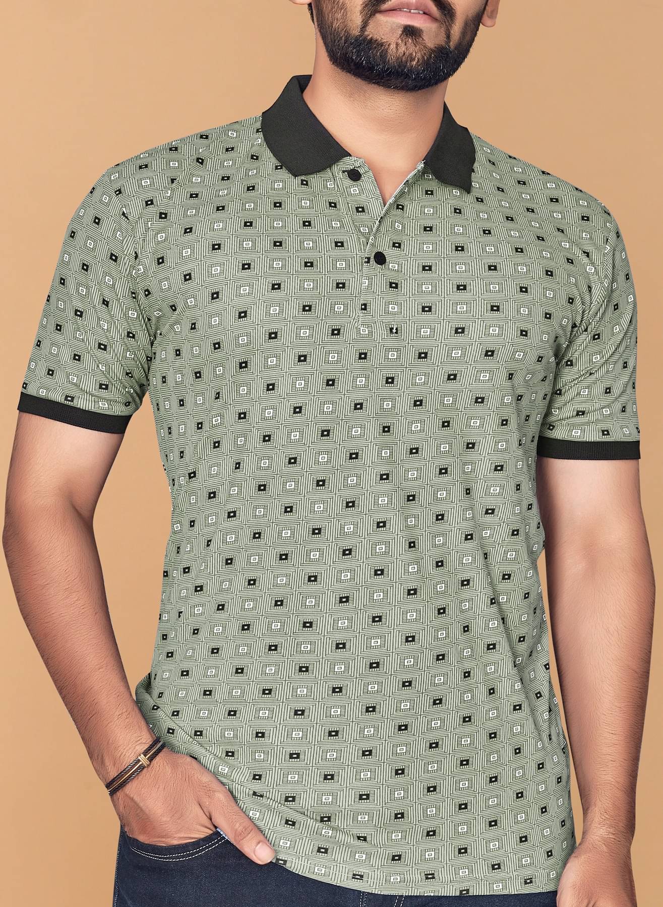 KAJARU Polyester Regular Fit Printed Half Sleeves Men's Polo T Shirt - Olive ( Pack of 1 ) KAJARU Polyester Regular Fit Printed Half Sleeves Men's Polo T Shirt - Olive ( Pack of 1 )
