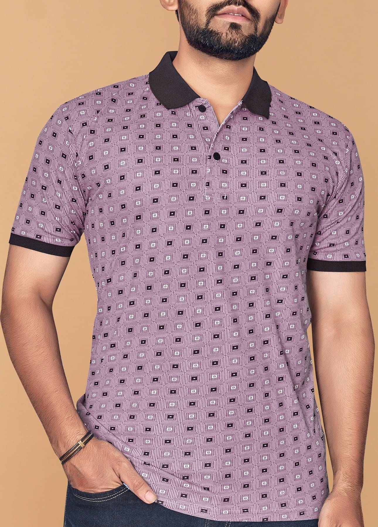 KAJARU Polyester Regular Fit Printed Half Sleeves Men's Polo T Shirt - Pink ( Pack of 1 ) KAJARU Polyester Regular Fit Printed Half Sleeves Men's Polo T Shirt - Pink ( Pack of 1 )