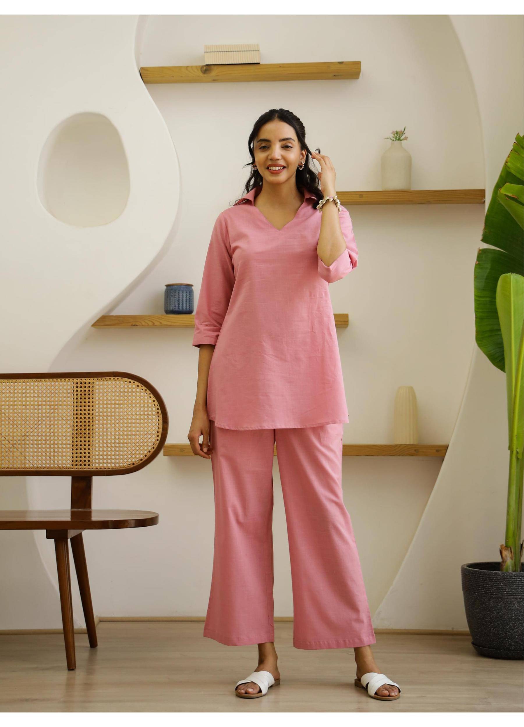     			Label Flavia Women Solid Tunic Trouser Co-Ord Set ( Multi Color )