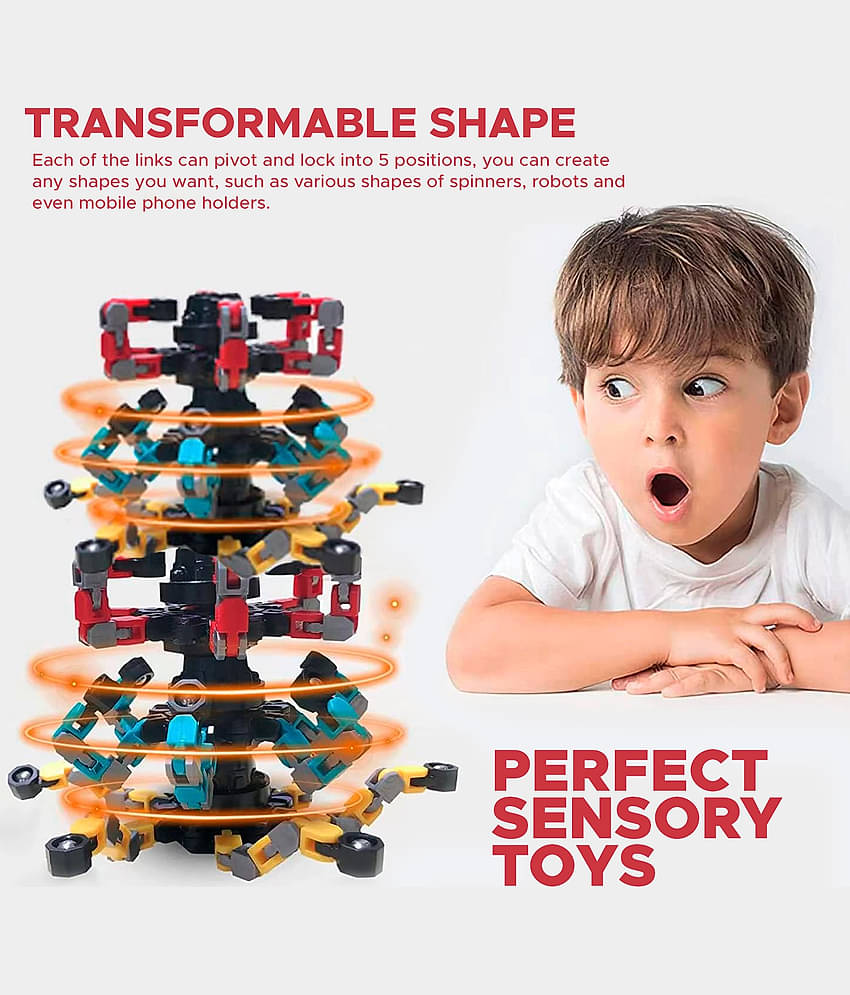 NHR 4 Pack Spinner Fingertip Toys for Kids Transform Robot Stress Relief Toys Pocket Toys Boys and Girls Gift Birthday Party Games (4 PCS in 1)