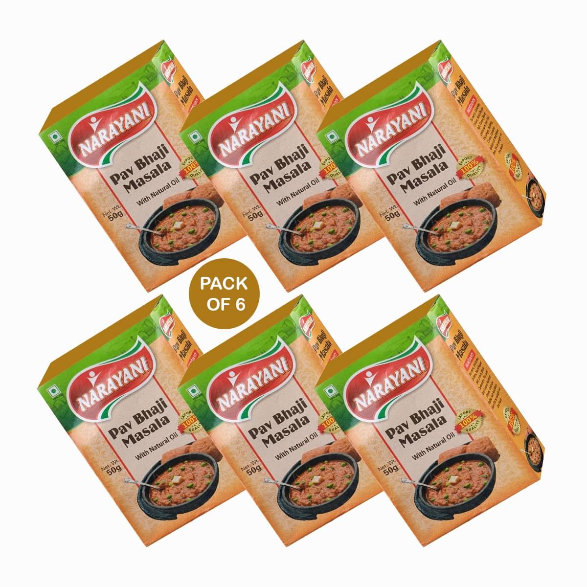 Narayani Spices Pav Bhaji Masala Combo 50gmX6 Pack Masala 300 gm Narayani Spices Pav Bhaji Masala Combo 50gmX6 Pack Masala 300 gm