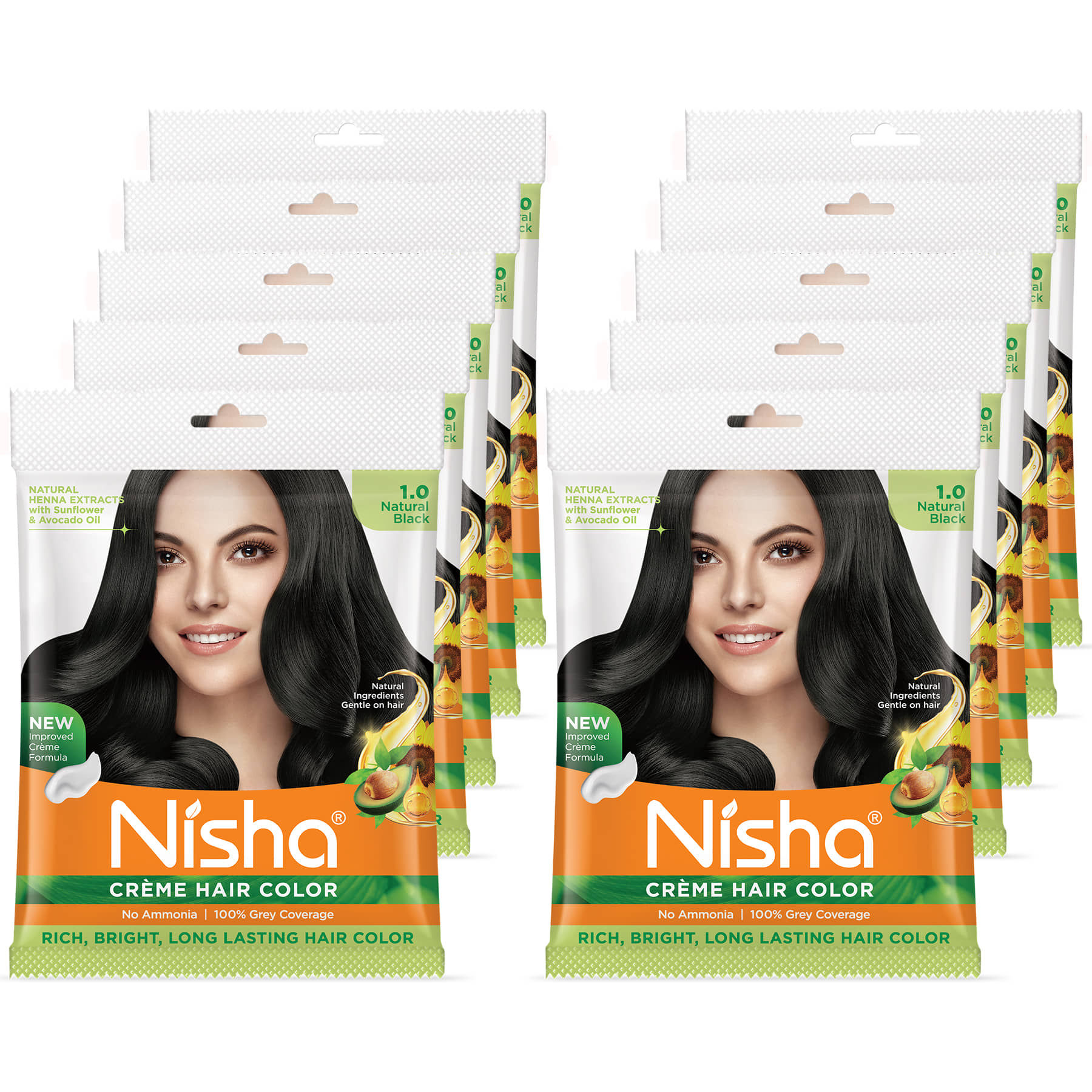 Nisha Creme Hair Color Natural Black 40g Pack of 10, Permanent Hair Color for Women Men, No Ammonia, 100% Grey Coverage - Jewellery Sets | Buy online on ZillyBuy