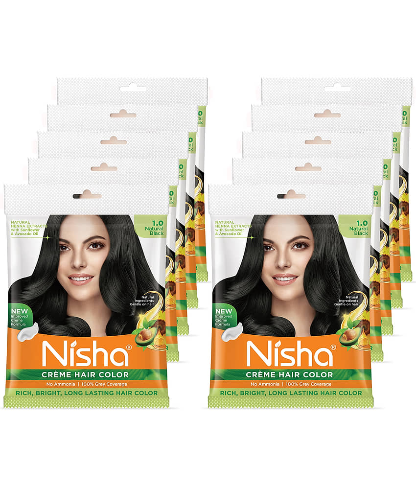 Nisha Creme Hair Color Natural Black 40g Pack of 10, Permanent Hair Color for Women Men, No Ammonia, 100% Grey Coverage - Jewellery Sets | Buy online on ZillyBuy