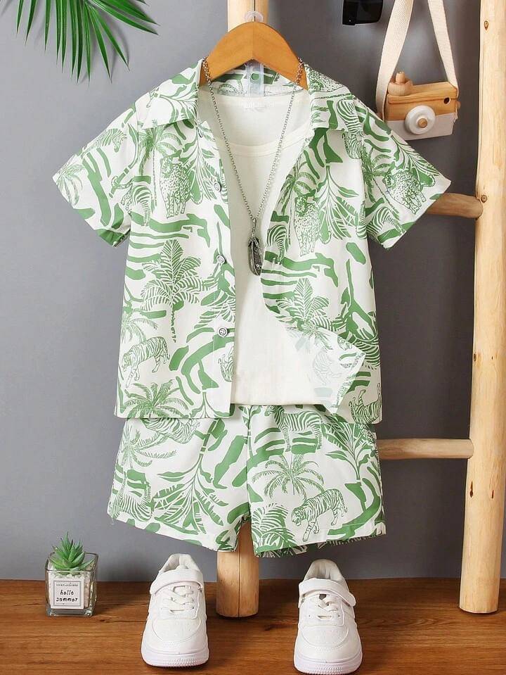     			Ocvito Pack of 1 Boys Cotton Blend Shirt & Shorts ( Green )