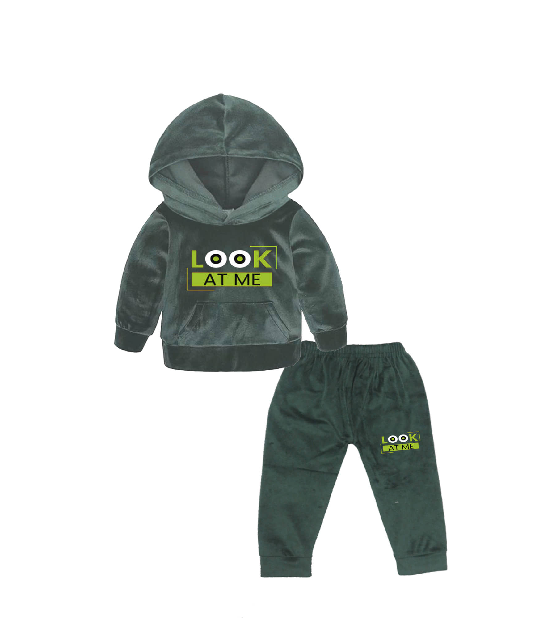 RBF84 Pack of 1 Boys Velvet Sweatshirt & Trackpant Set ( Sea Green )
