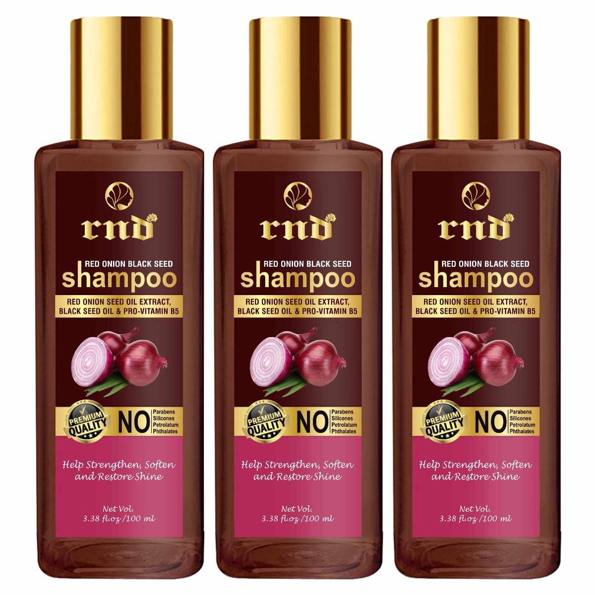     			Red Onion Black Seed Shampoo Help Strengthen, Soften and Restore Shine (Pack of 3)
