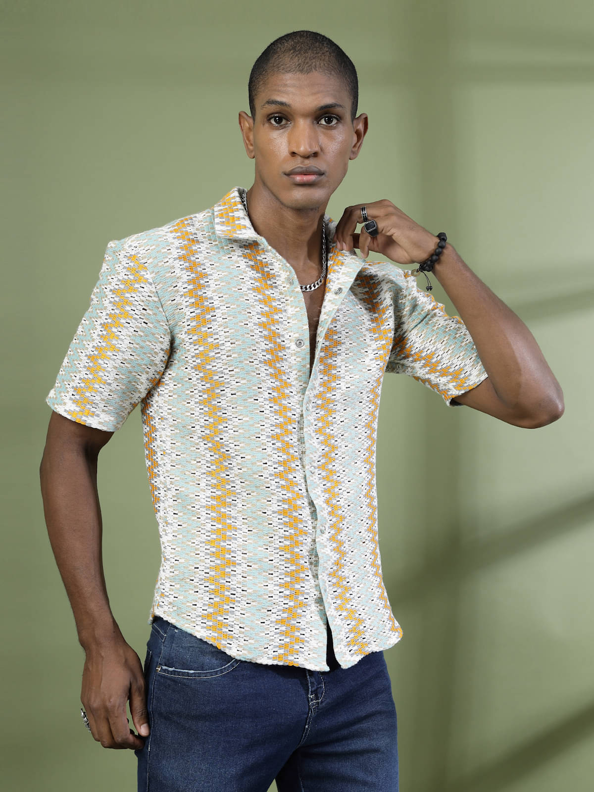     			Rigo Cotton Blend Regular Fit Printed Half Sleeves Men's Casual Shirt - Multicolor ( Pack of 1 )