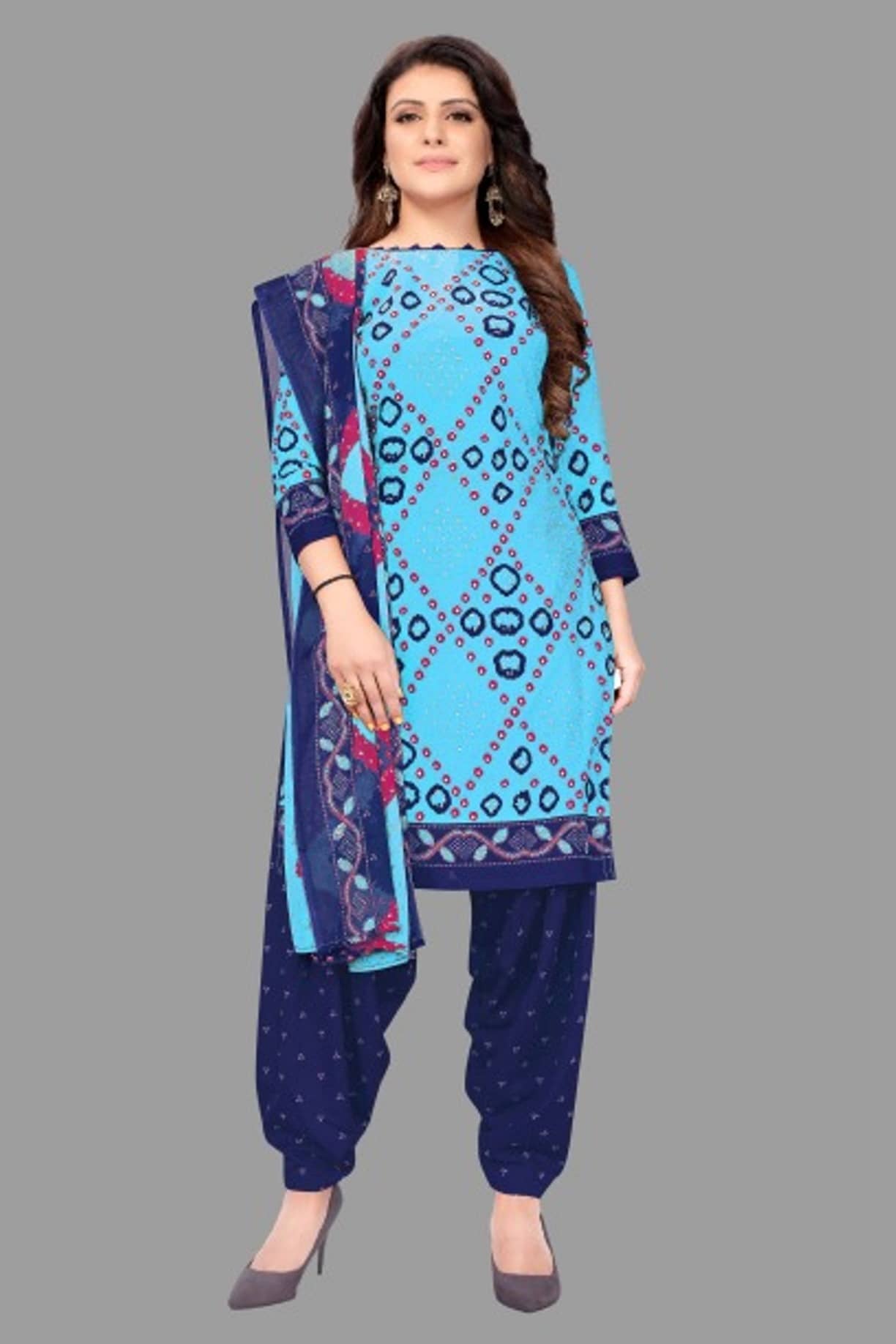 SIIMMU Unstitched Crepe Printed Dress Material - Yellow ( Pack of 1 ) - Unstitched Fabrics | Buy online on ZillyBuy