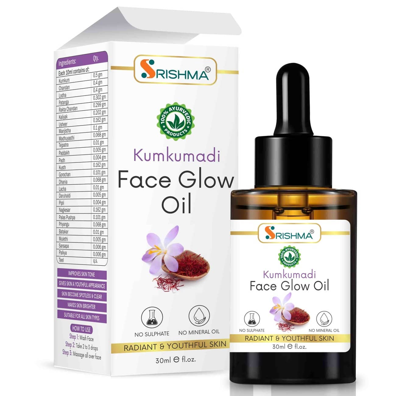 Srishma Face Serum Saffron Daily Care For All Skin Type ( Pack of 1 )