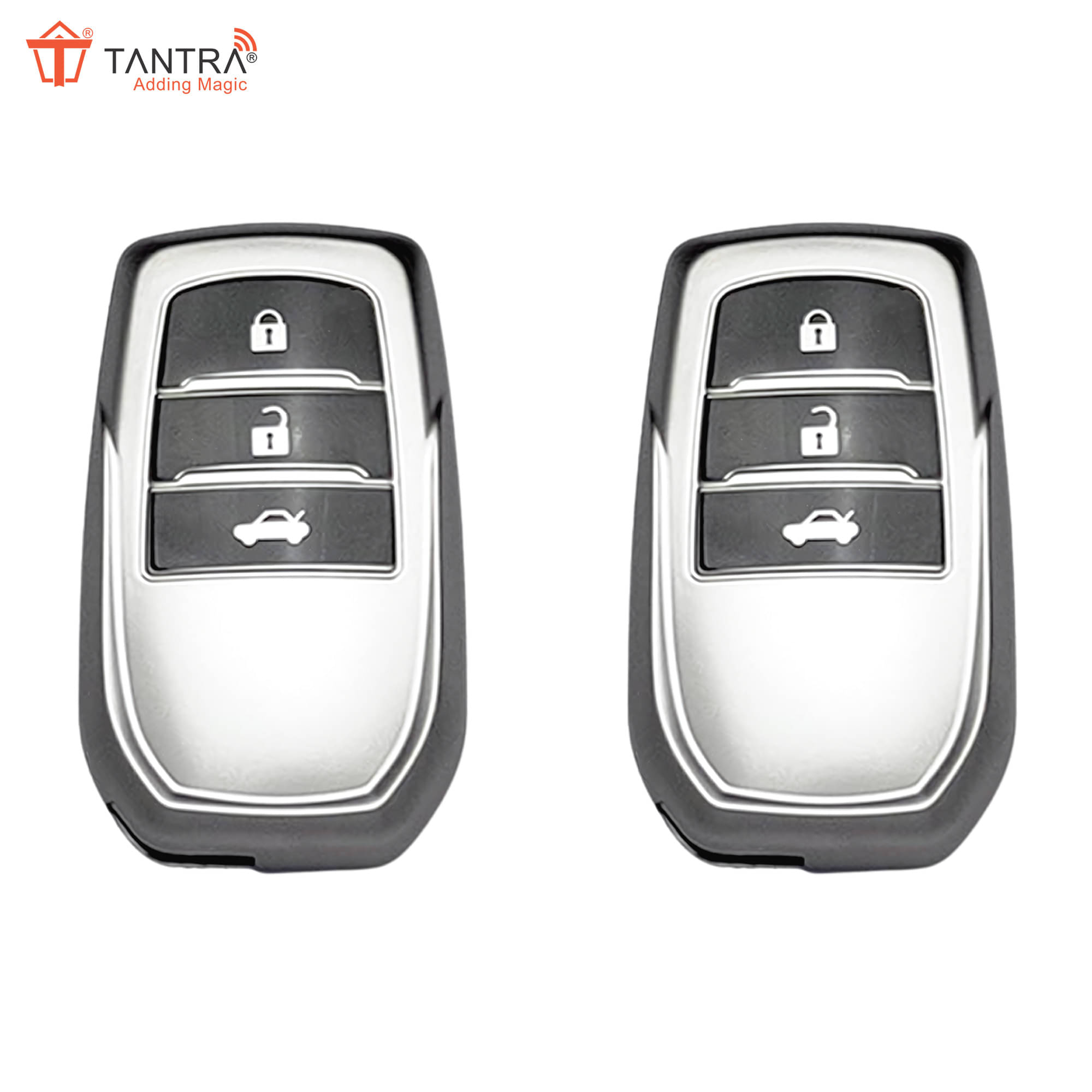TANTRA Premium TPU Key Cover Compatible with Toyota Fortuner | Fortuner Legender | Innova Hycross 3 Button Smart Key (Grey Pack of 2) TANTRA Premium TPU Key Cover Compatible with Toyota Fortuner | Fortuner Legender | Innova Hycross 3 Button Smart Key (Grey Pack of 2)