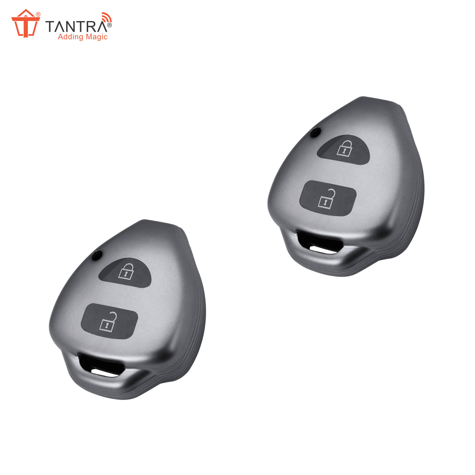TANTRA TPU Key Cover and Metal Keychain Compatible for innova, Fortuner 2 Button Smart Key (Grey Pack of 2) TANTRA TPU Key Cover and Metal Keychain Compatible for innova, Fortuner 2 Button Smart Key (Grey Pack of 2)