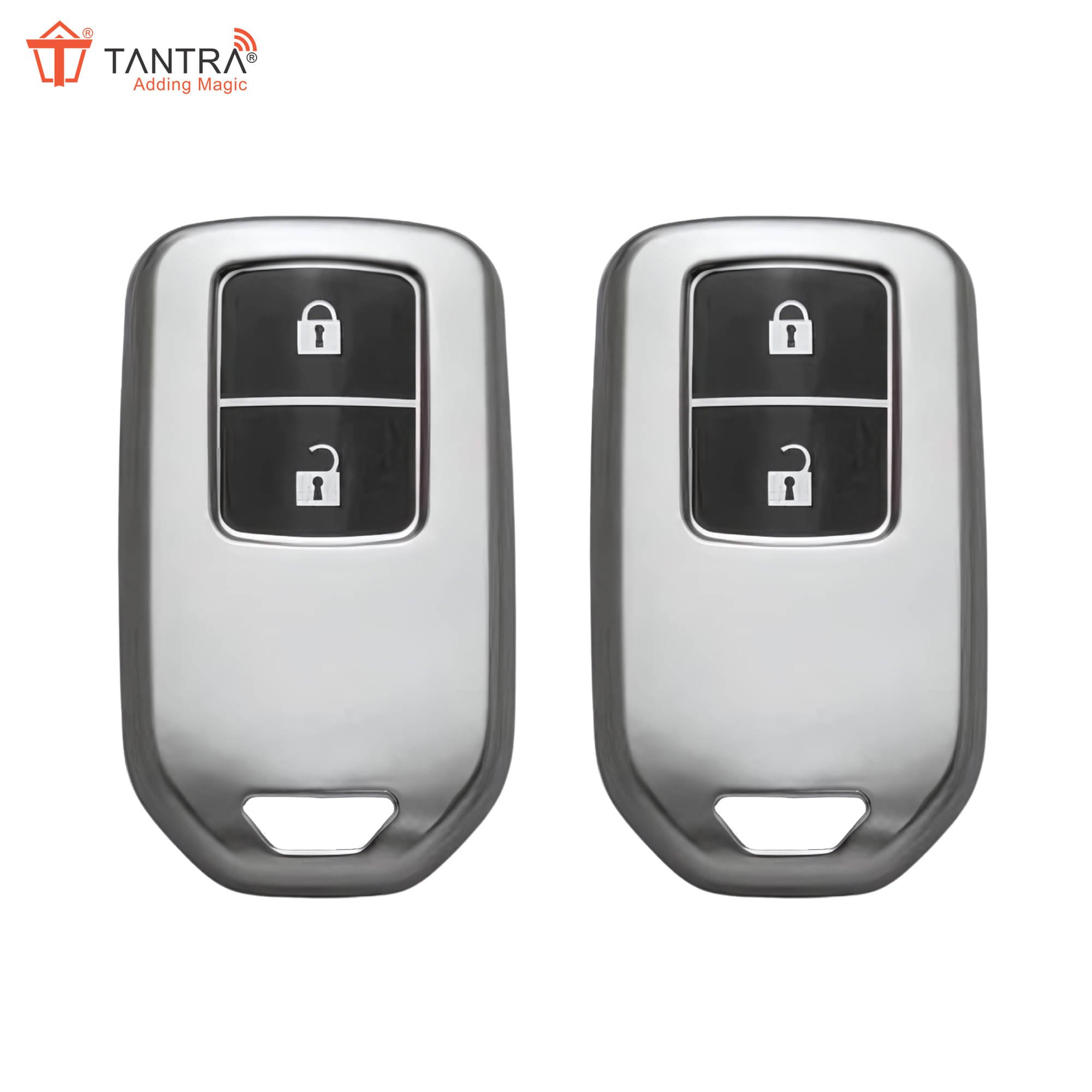 TANTRA TPU Key Cover and Metal Keychain Compatible for Honda BRV | WRV | CRV | Jazz | City 2 Button Smart Key (Grey Pack of 2) TANTRA TPU Key Cover and Metal Keychain Compatible for Honda BRV | WRV | CRV | Jazz | City 2 Button Smart Key (Grey Pack of 2)