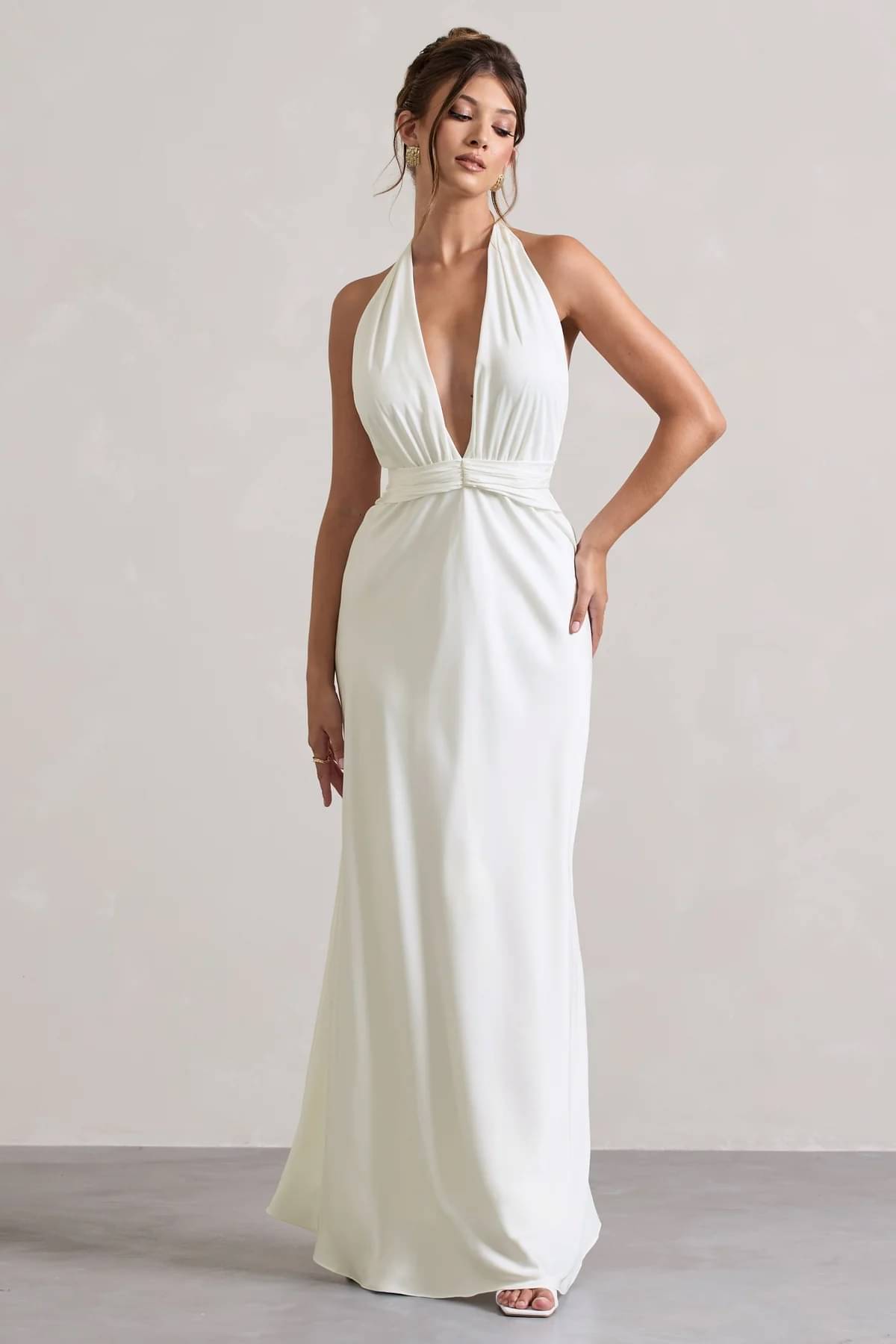    			Traquila Women Georgette Solid A-line Dress ( White )