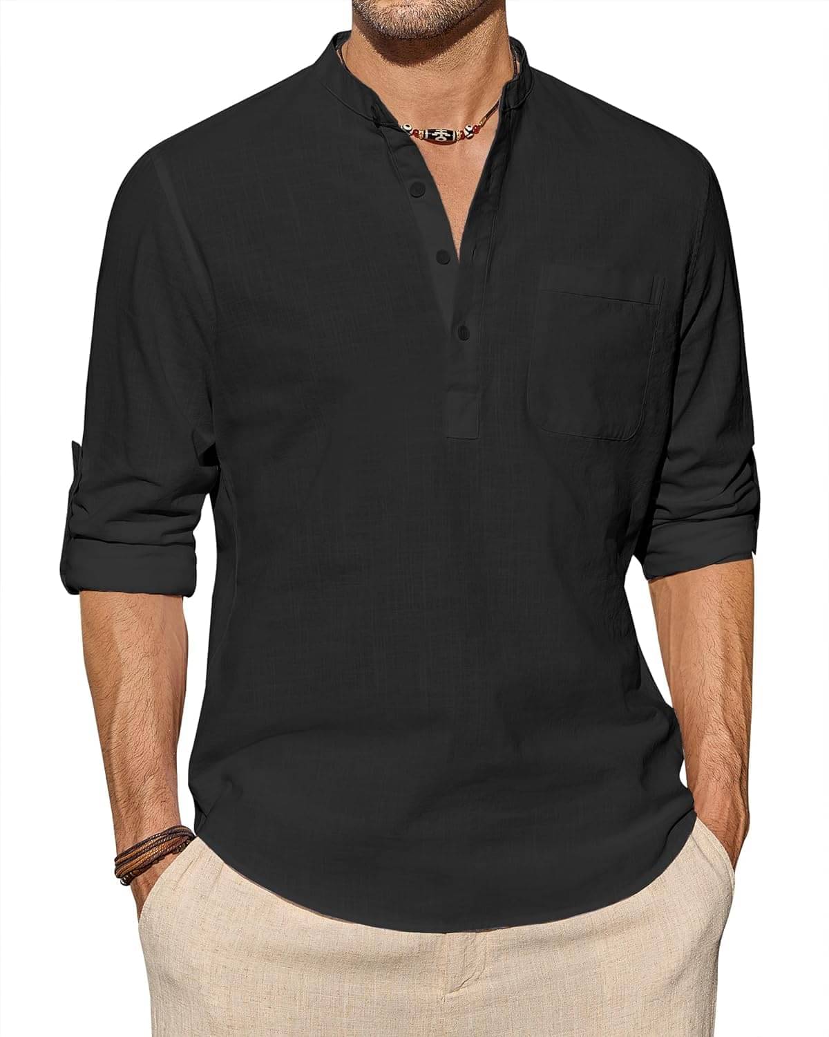 UNI VIBE Black Cotton Men's Shirt Style Kurta ( Pack of 1 ) UNI VIBE Black Cotton Men's Shirt Style Kurta ( Pack of 1 )