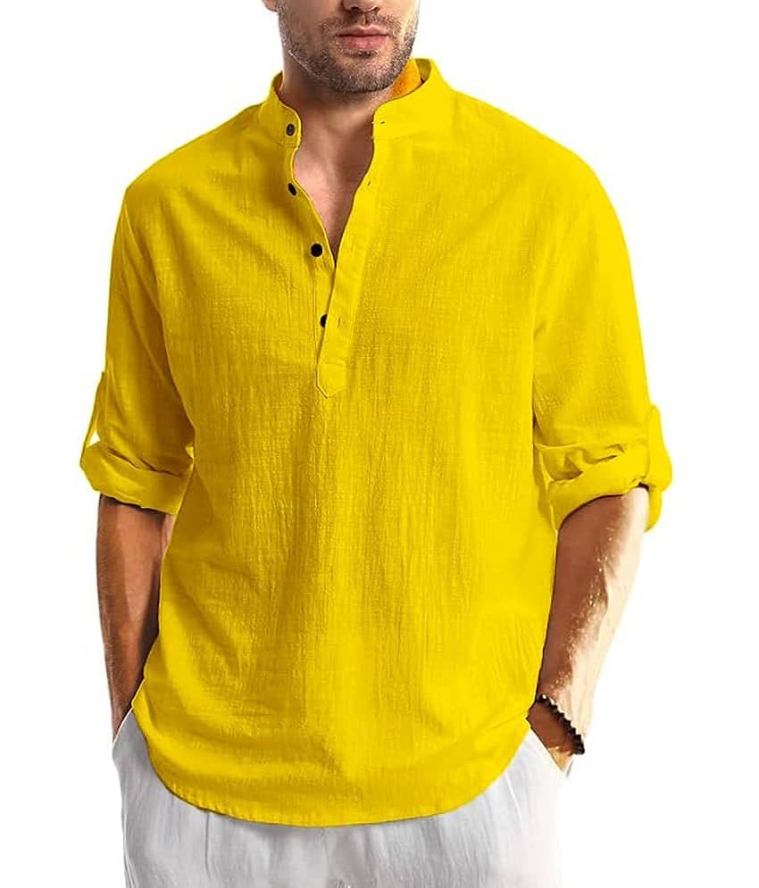 UNI VIBE Silver Cotton Men's Shirt Style Kurta ( Pack of 1 ) - Kurtas & Kurta Sets | Buy online on ZillyBuy