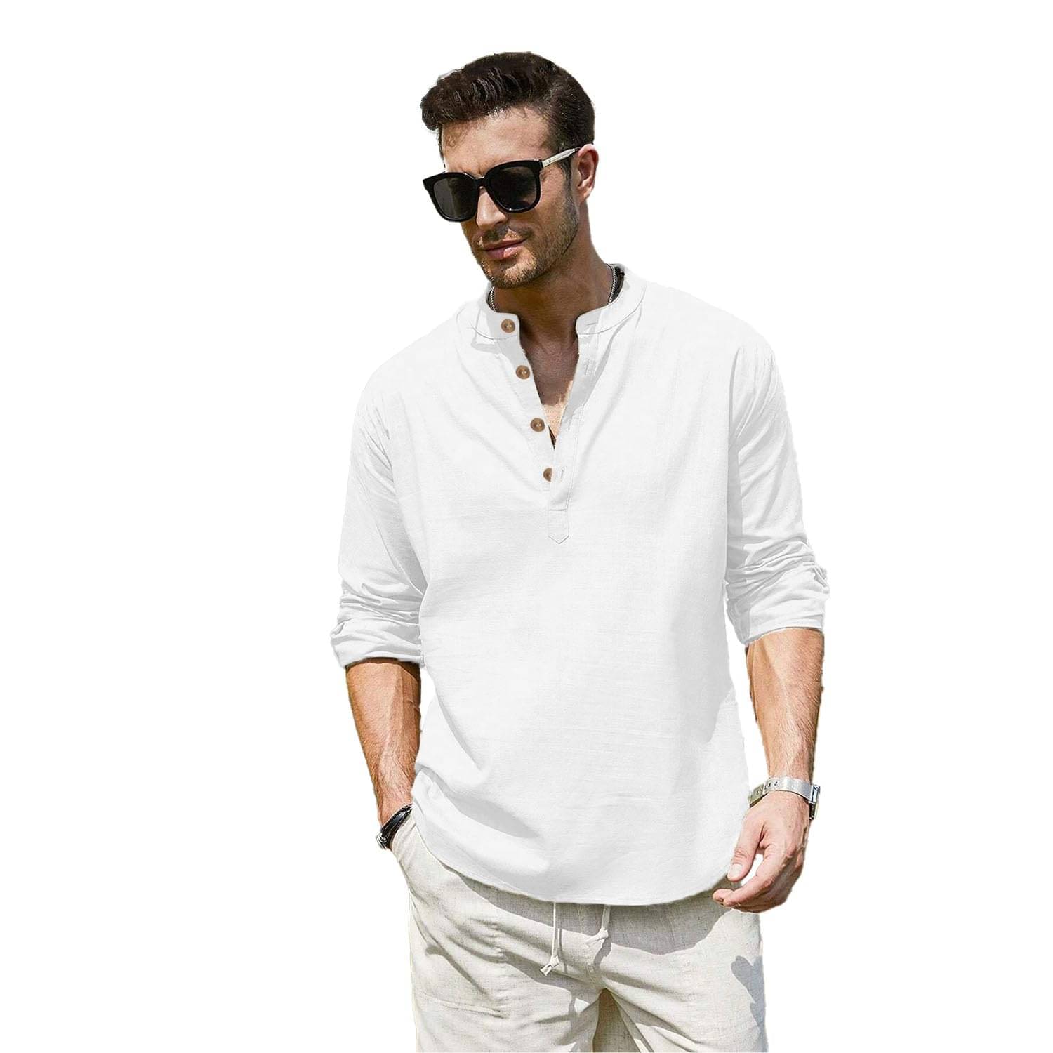 UNI VIBE White Cotton Men's Shirt Style Kurta ( Pack of 1 ) UNI VIBE White Cotton Men's Shirt Style Kurta ( Pack of 1 )