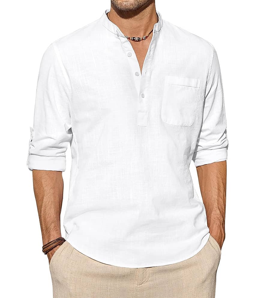 UNI VIBE Navy Blue Cotton Men's Shirt Style Kurta ( Pack of 1 ) - Kurtas & Kurta Sets | Buy online on ZillyBuy