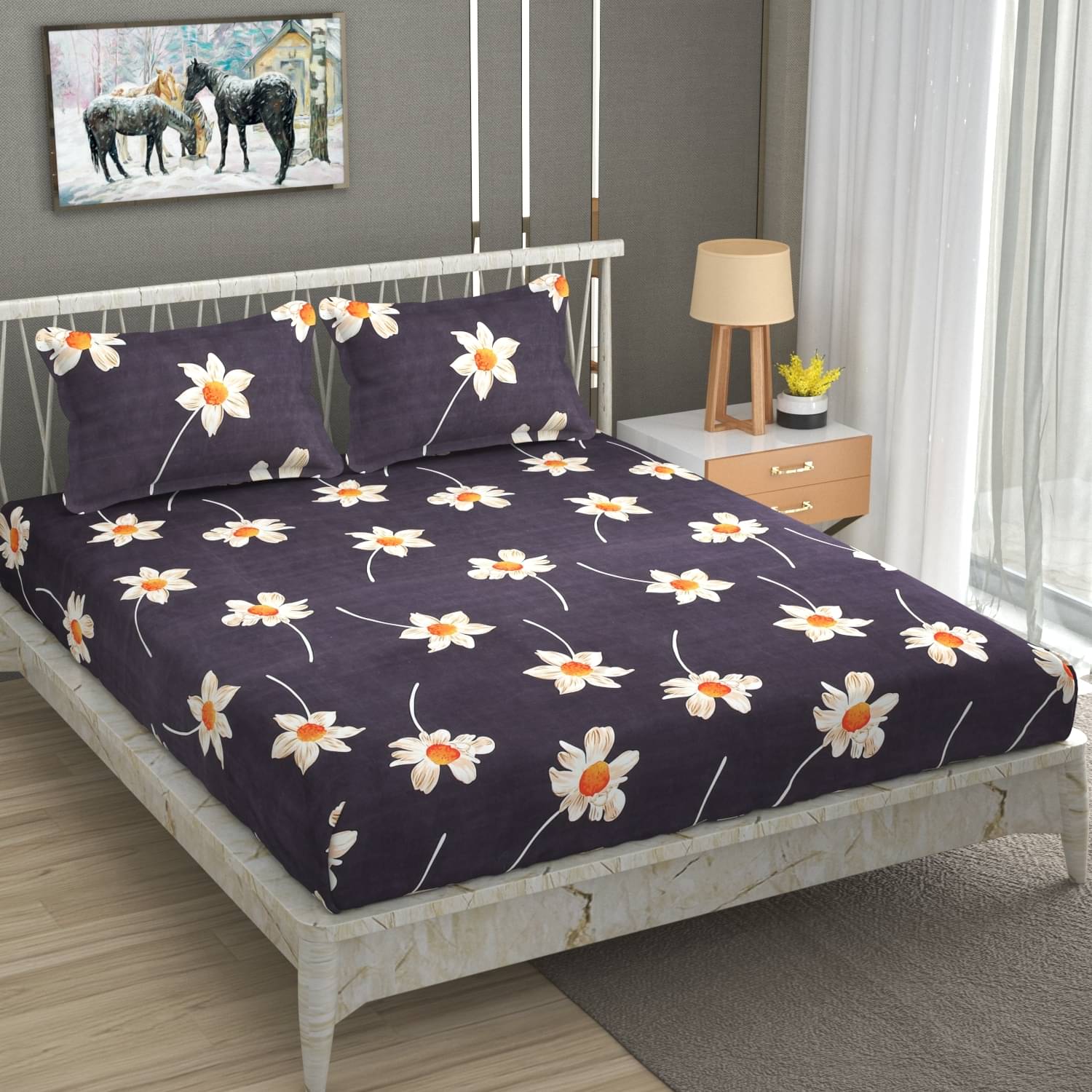     			UrbanArts Microfiber 1 Double Bedsheet with 2 Pillow Covers ( Grey Melange )