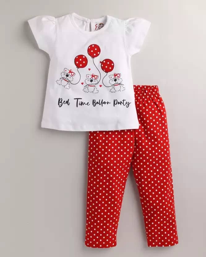 VELION Pack of 1 Baby Girls Cotton Blend Top & Trouser ( Red )