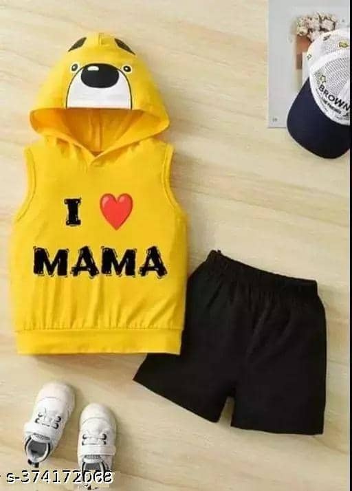 VELION Pack of 1 Unisex for Baby Cotton Blend T-Shirt & Shorts ( Yellow )