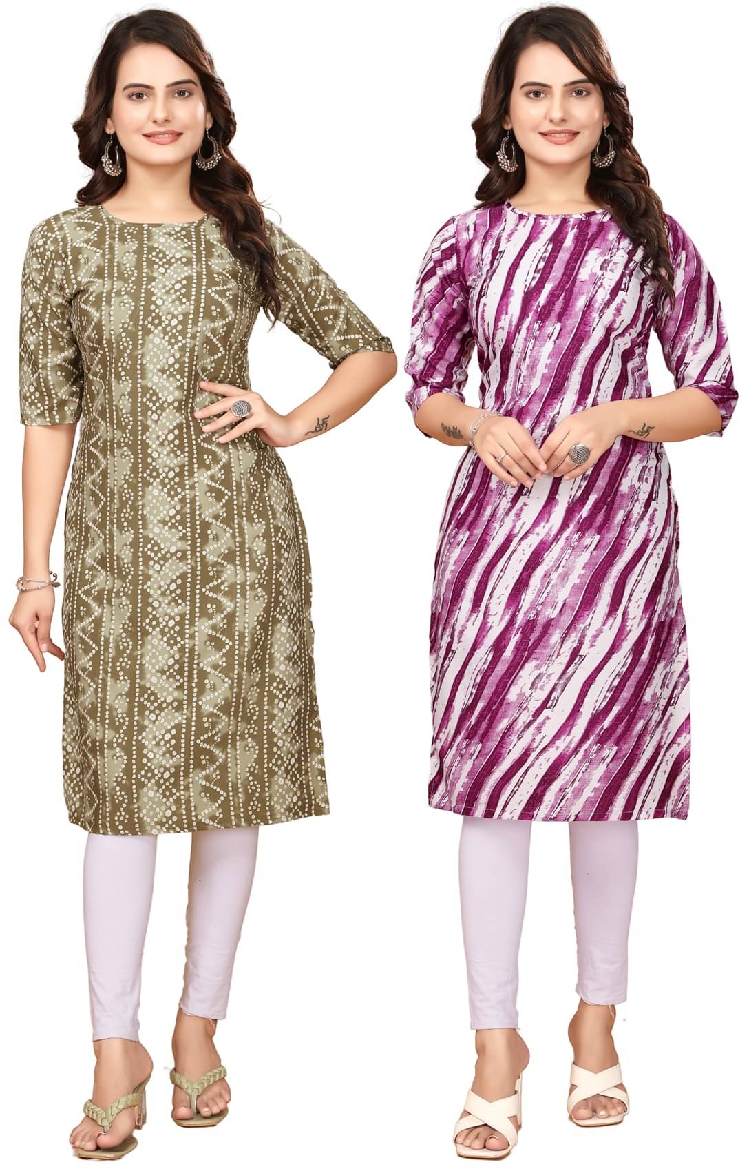 VJ CORPORATE Crepe Printed Straight Women's Kurti - Multicolor,Red ( Pack of 2 )     			VJ CORPORATE Crepe Printed Straight Women's Kurti - Multicolor,Red ( Pack of 2 )