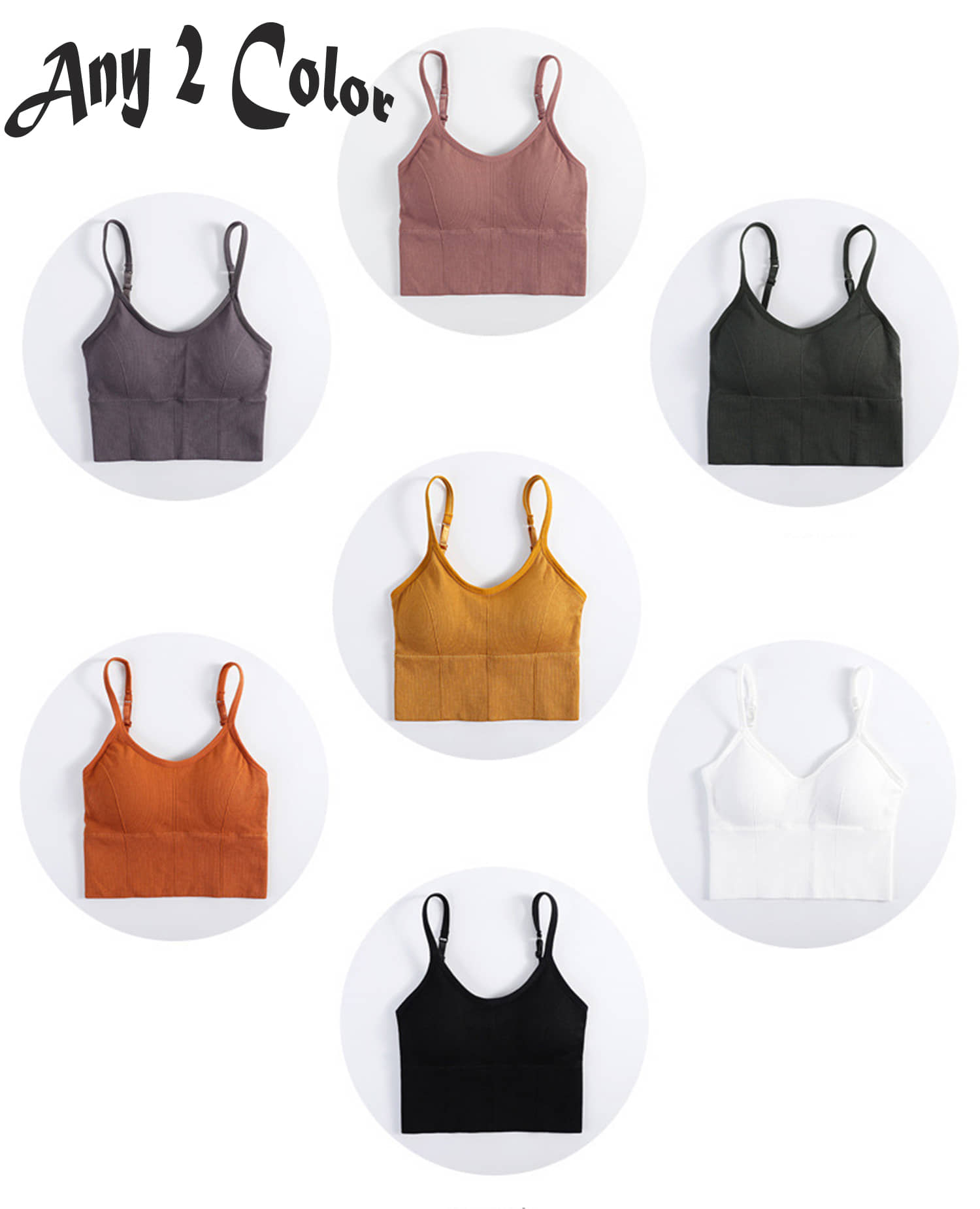 3Mads Pack of 2 Cotton Blend Removable Padding Women's Cami bra ( Multicolor2 ) GBra013_ANY2