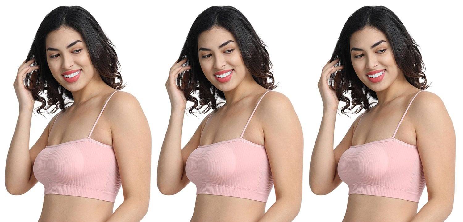 3Mads Pack of 3 Cotton Heavily Padded Women's Bralette Bra ( Pink ) GBra009_LPK_LPK_LPK 3Mads Pack of 3 Cotton Heavily Padded Women's Bralette Bra ( Pink ) GBra009_LPK_LPK_LPK