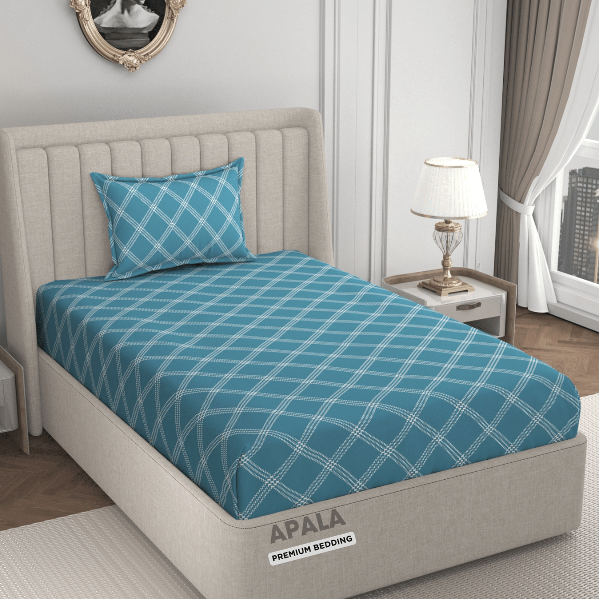 Apala Microfiber 1 Single Bedsheet with 1 Pillow Cover ( Blue ) Apala Microfiber 1 Single Bedsheet with 1 Pillow Cover ( Blue )
