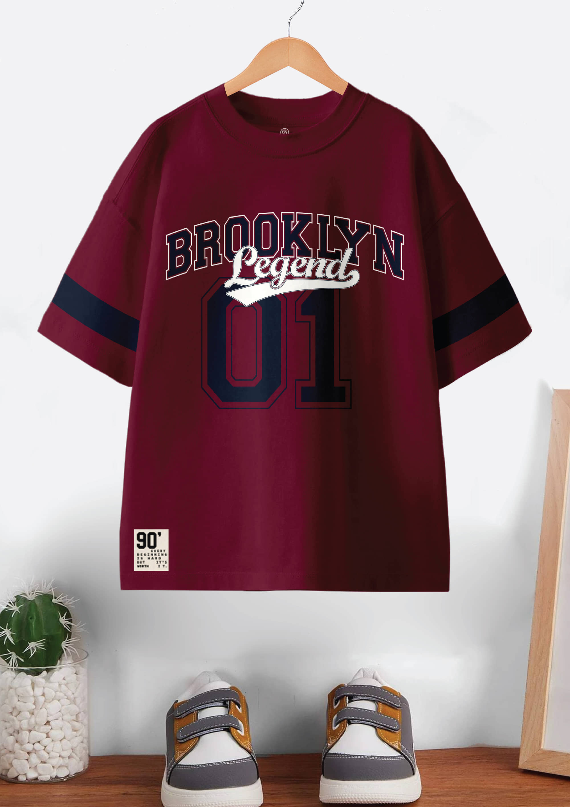 CODEZ Pack of 1 Boys Cotton T-Shirt ( Burgundy )
