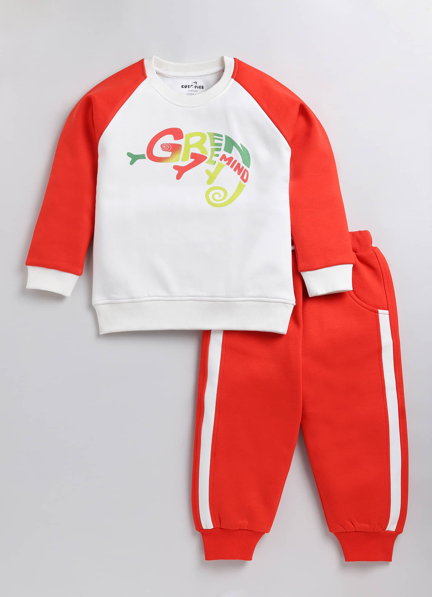 CUTOPIES Pack of 1 Boys Cotton Sweatshirt & Trackpant Set ( Red )