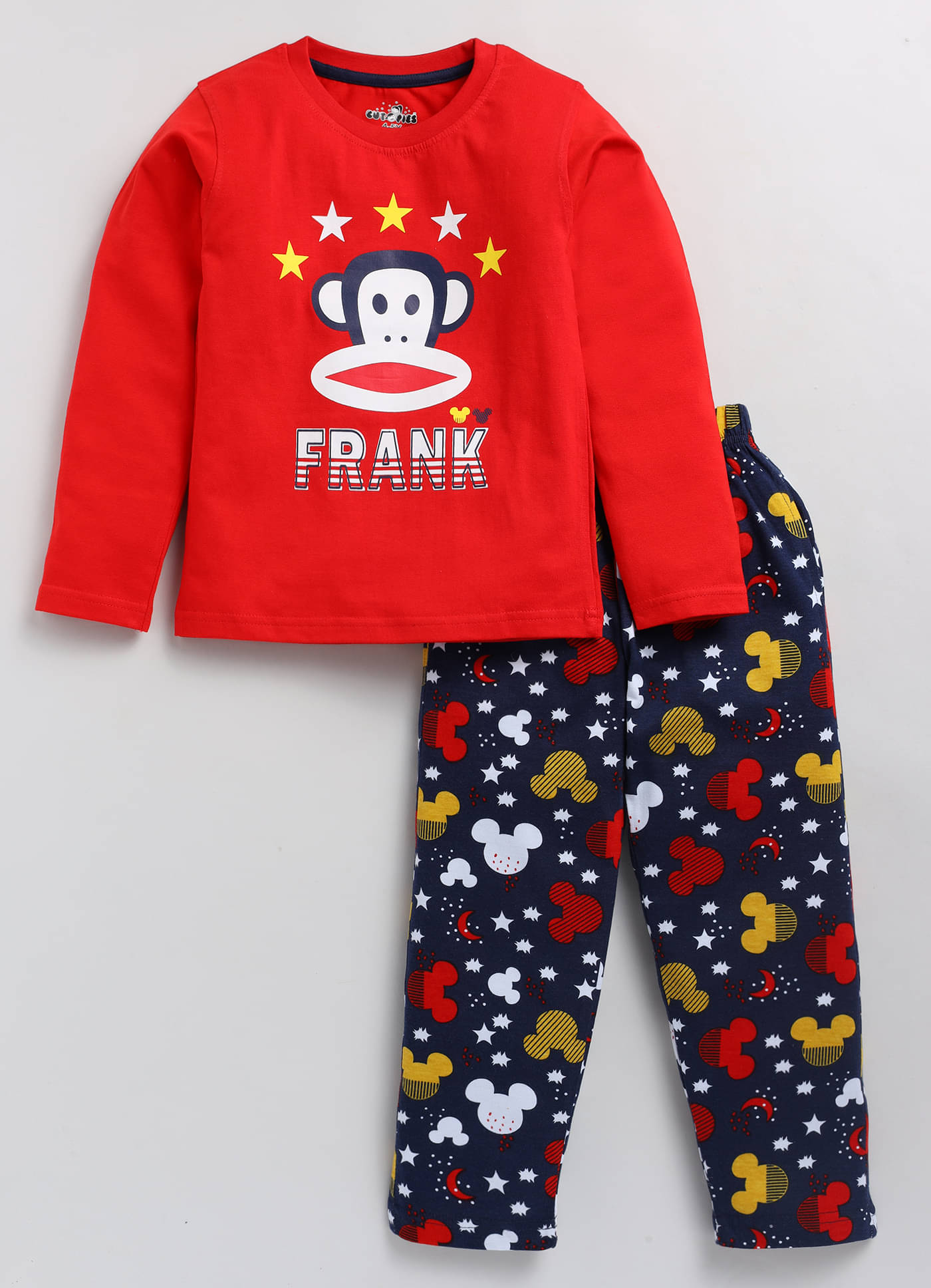     			CUTOPIES Pack of 1 Boys Cotton T-Shirt & Pants Set ( Red )