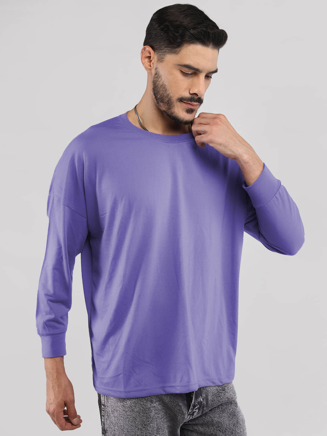 Chkokko Pack of 1 Cotton Blend Oversized Fit Men's T-Shirt ( Purple )     			Chkokko Pack of 1 Cotton Blend Oversized Fit Men's T-Shirt ( Purple )