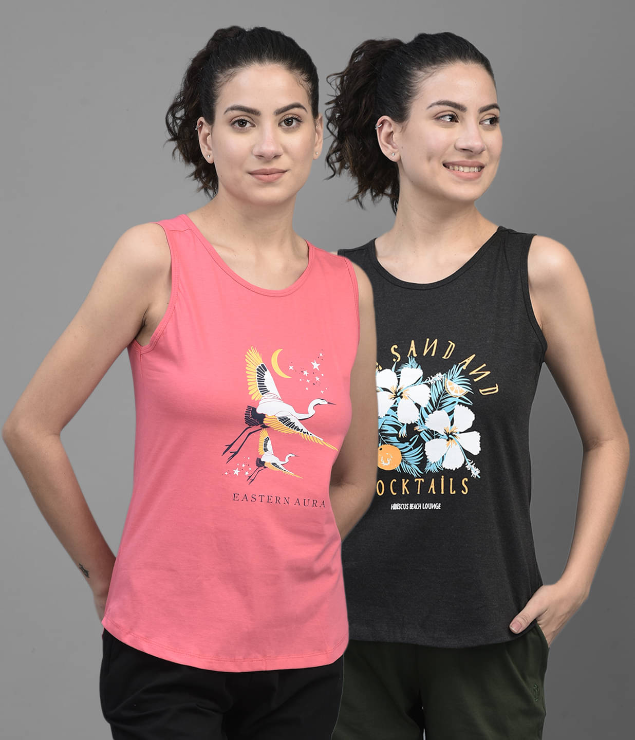     			Dollar Multi Color Cotton Blend Tank Tops - Pack of 2