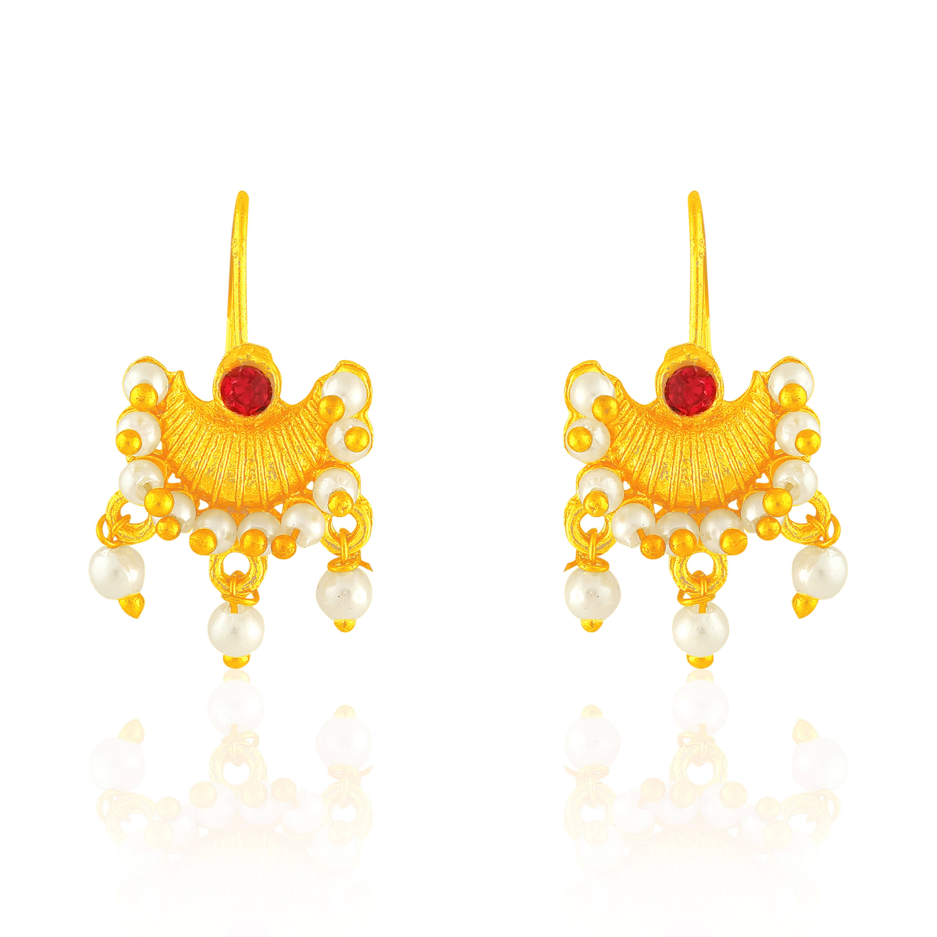     			Drashti Collection Golden Ear Chain Earrings ( Pack of 1 )