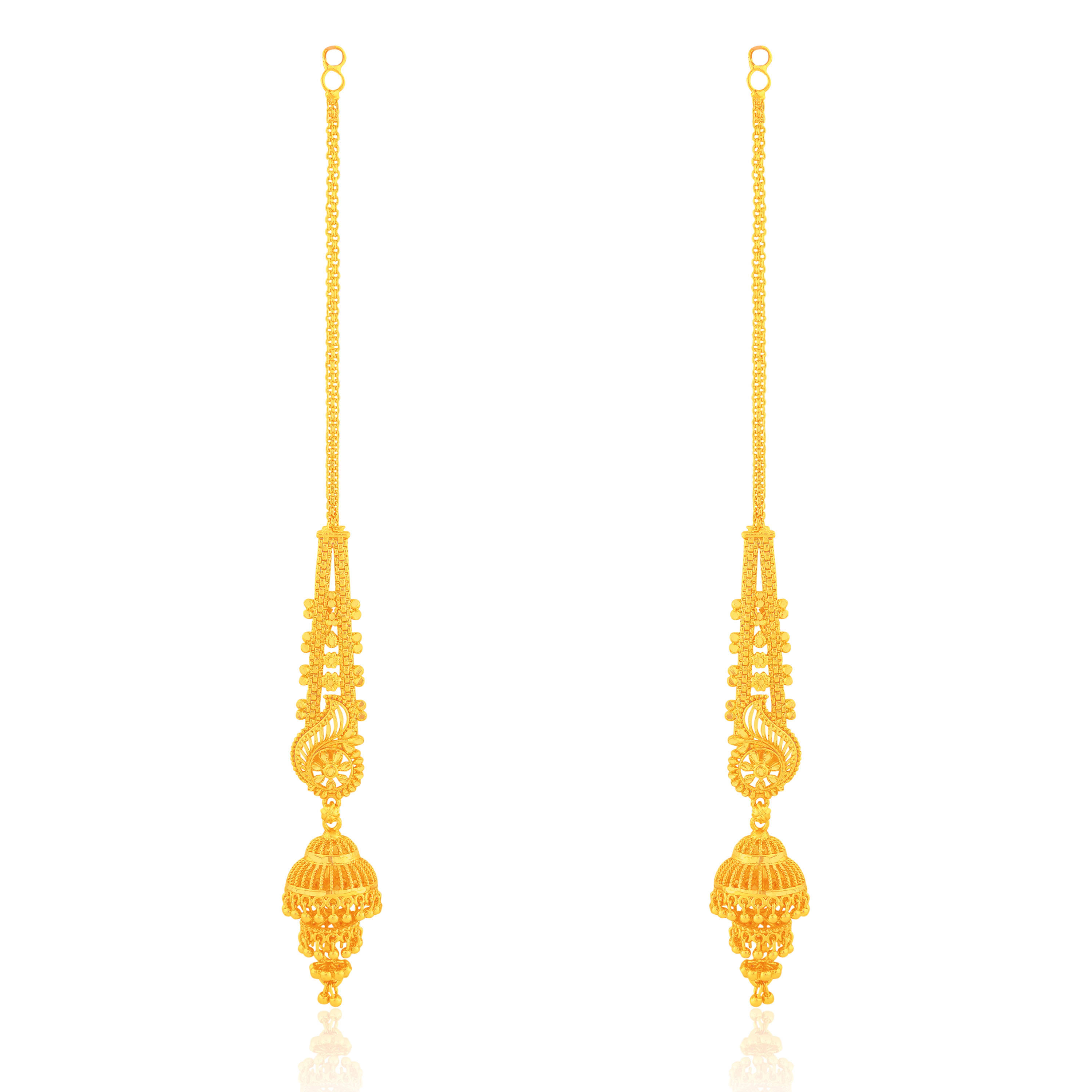     			Drashti Collection Golden Ear Chain Earrings ( Pack of 1 )