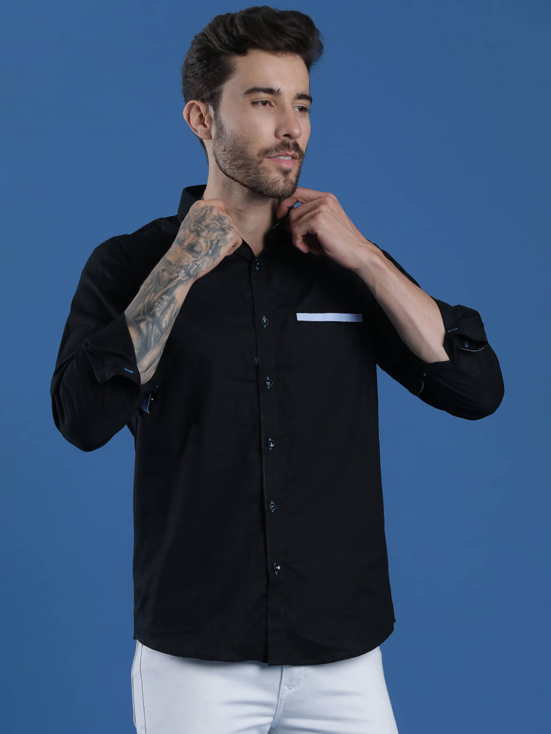     			EPPE 100% Cotton Regular Fit Solids Full Sleeves Men's Casual Shirt - Black ( Pack of 1 )