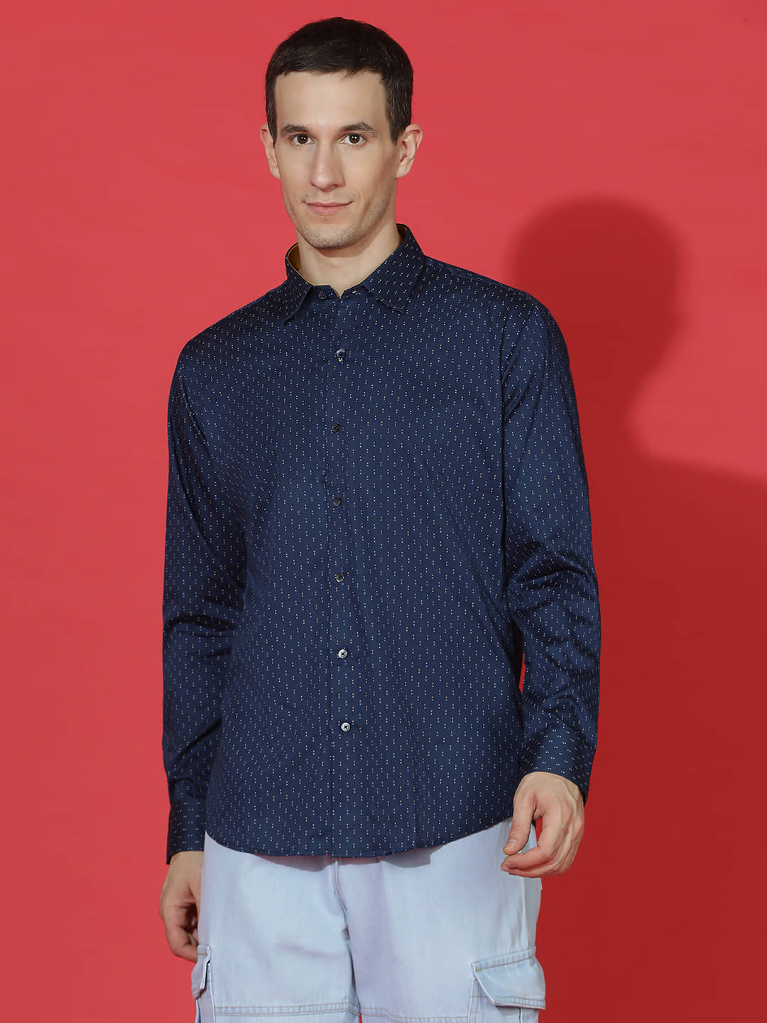 EPPE 100% Cotton Regular Fit Printed Full Sleeves Men's Casual Shirt - Navy Blue ( Pack of 1 )
