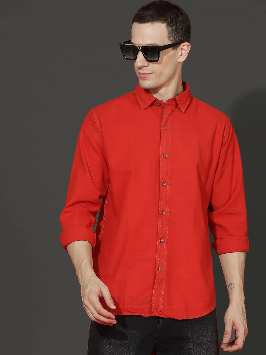     			EPPE Denim Regular Fit Solids Full Sleeves Men's Casual Shirt - Red ( Pack of 1 )