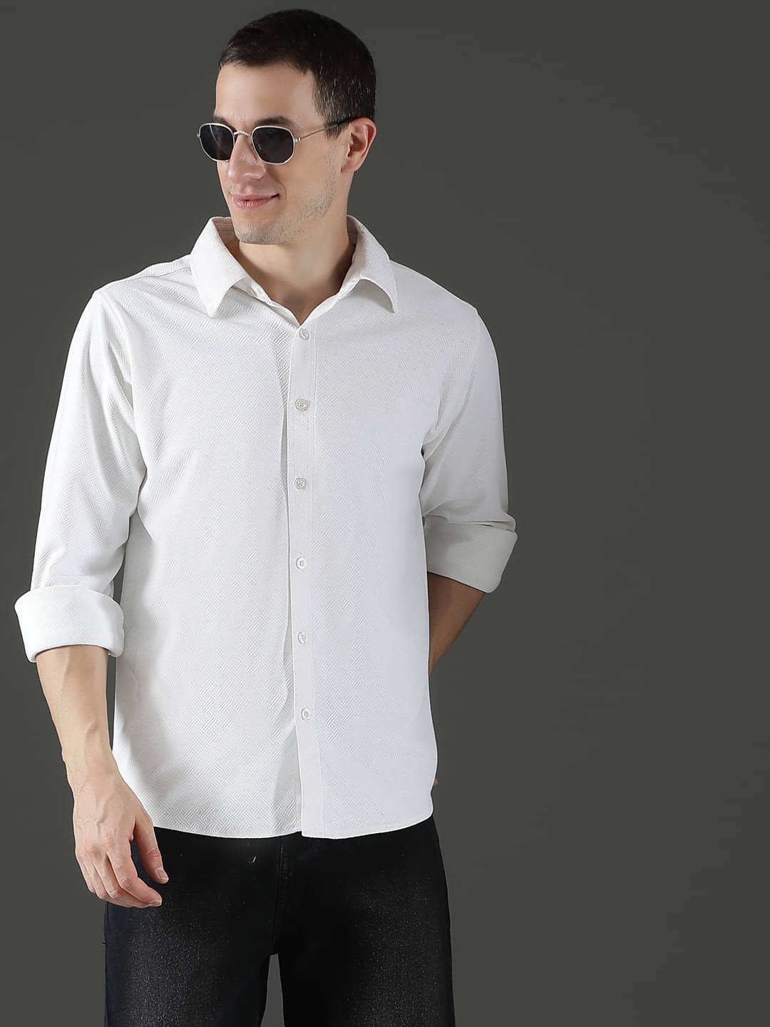 EPPE Polyester Regular Fit Self Design Full Sleeves Men's Casual Shirt - White ( Pack of 1 ) EPPE Polyester Regular Fit Self Design Full Sleeves Men's Casual Shirt - White ( Pack of 1 )