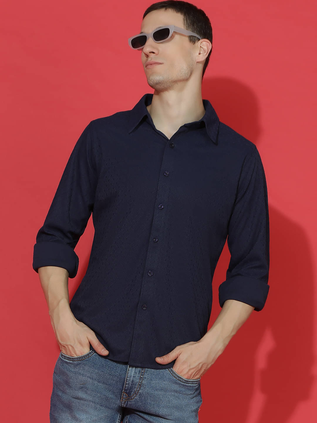 EPPE Polyester Regular Fit Self Design Full Sleeves Men's Casual Shirt - Blue ( Pack of 1 ) EPPE Polyester Regular Fit Self Design Full Sleeves Men's Casual Shirt - Blue ( Pack of 1 )