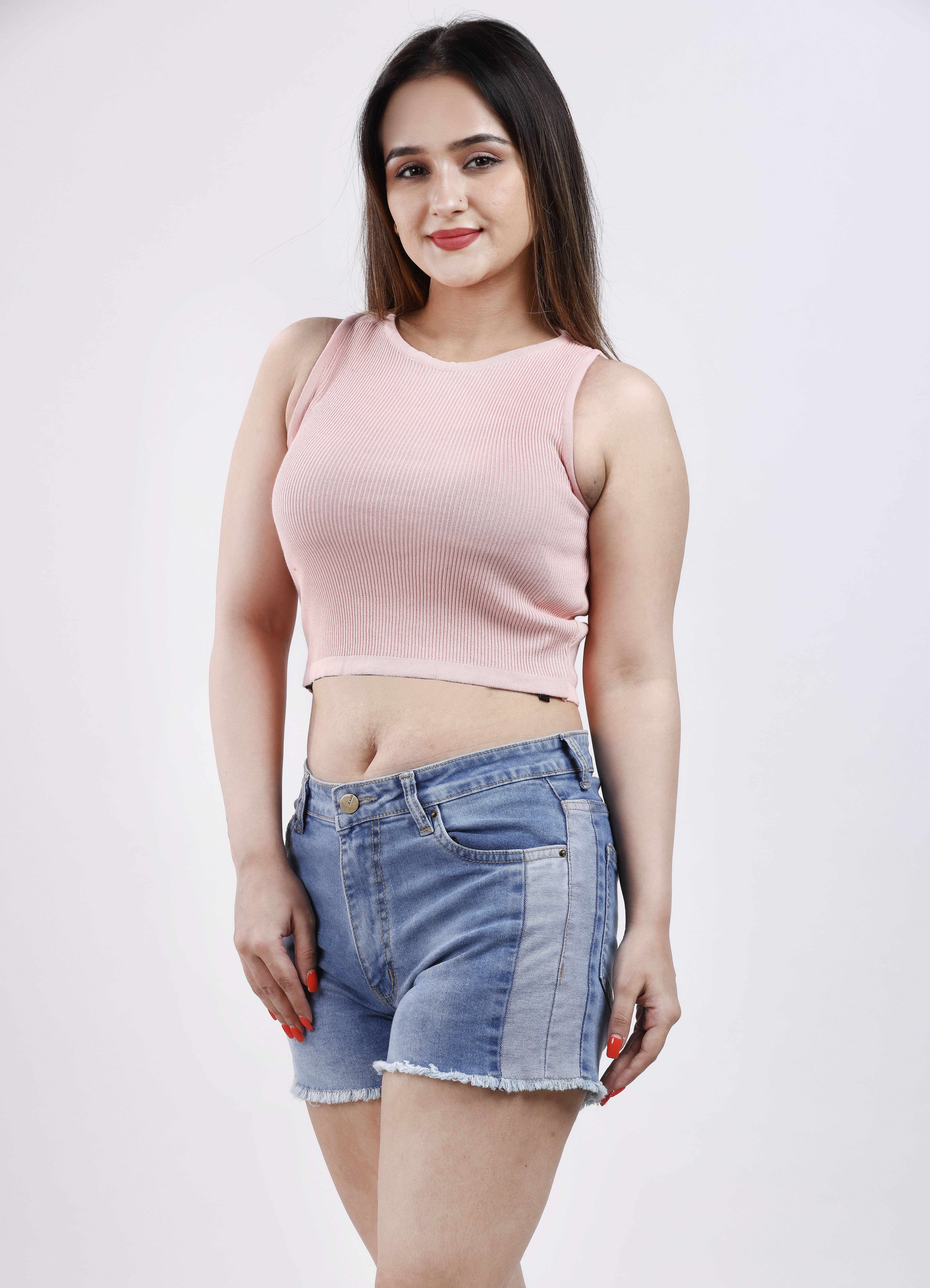 FEVERFEW Women's Cotton Crop Top ( Peach ) FEVERFEW Women's Cotton Crop Top ( Peach )