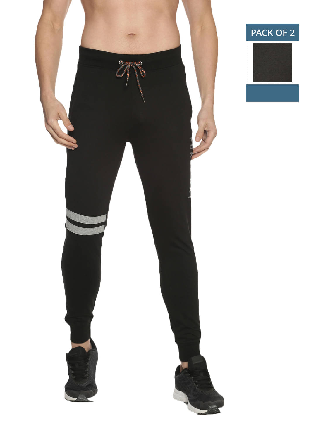 Force NXT Black Cotton Men's Joggers ( Pack of 2 ) Force NXT Black Cotton Men's Joggers ( Pack of 2 )