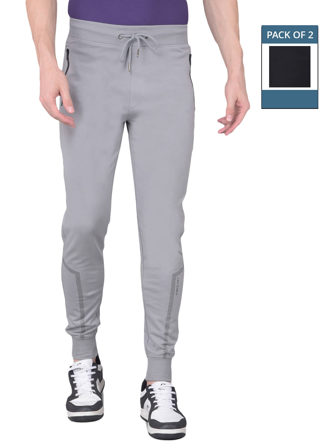 Force NXT Medium Grey Cotton Men's Joggers ( Pack of 2 ) Force NXT Medium Grey Cotton Men's Joggers ( Pack of 2 )