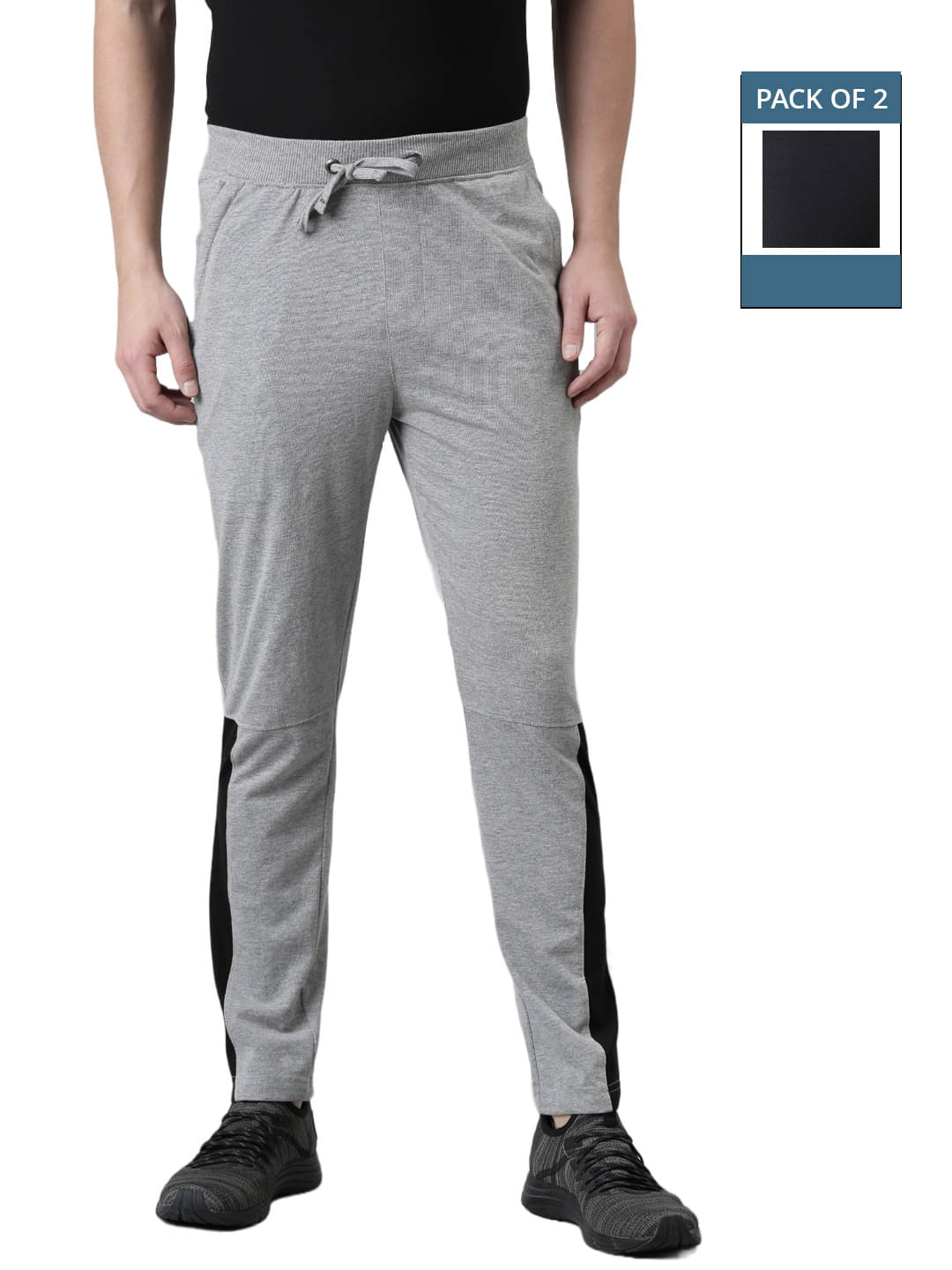     			Force NXT Multicolor Cotton Men's Trackpants ( Pack of 2 )