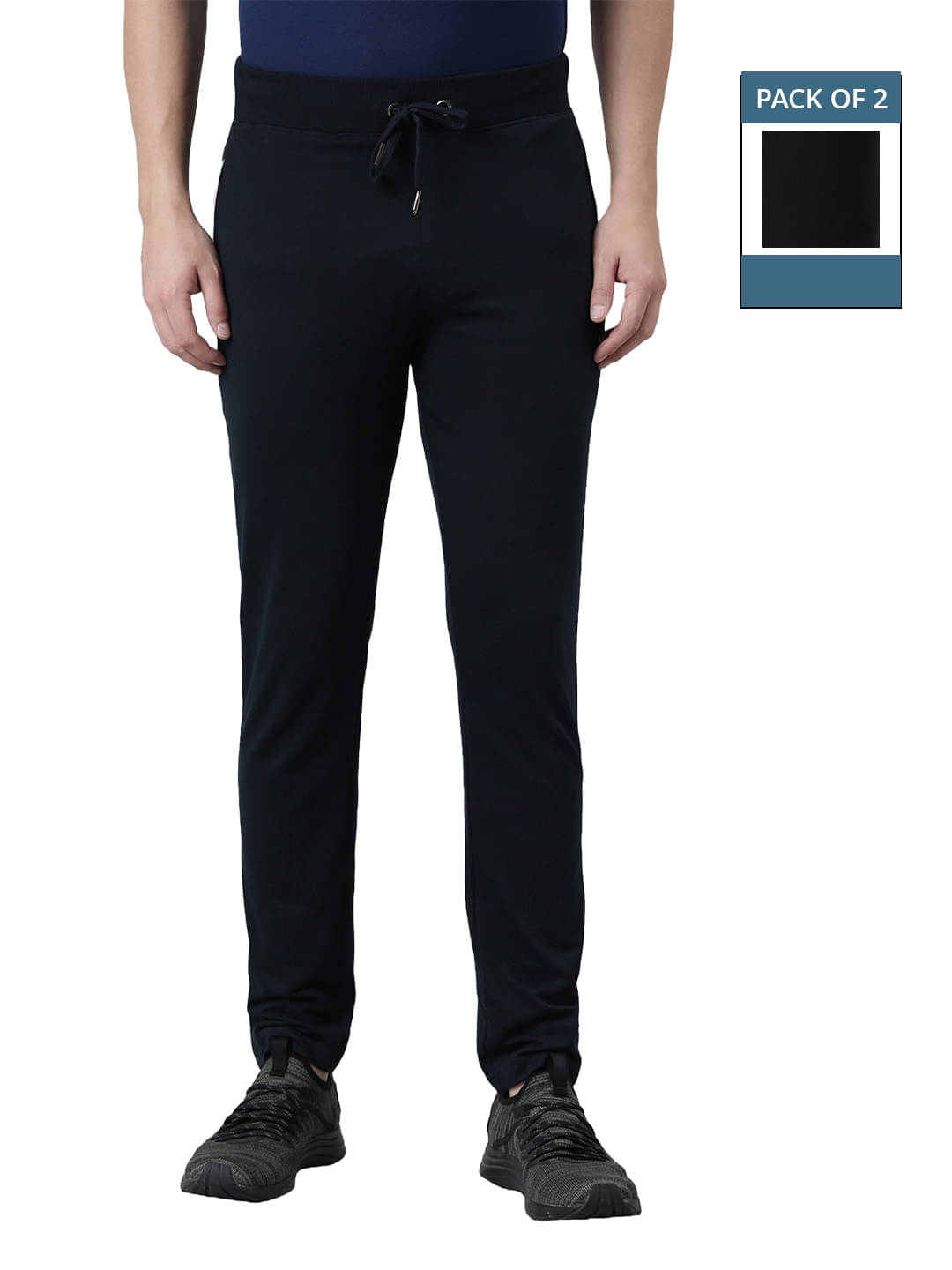     			Force NXT Navy Blue Cotton Men's Trackpants ( Pack of 2 )