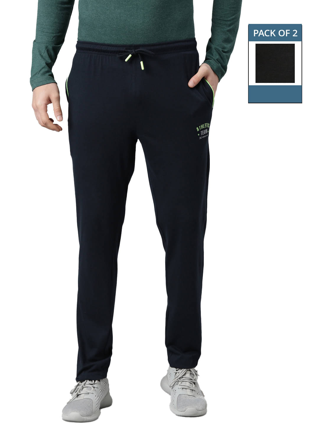     			Force NXT Navy Blue Cotton Men's Trackpants ( Pack of 2 )