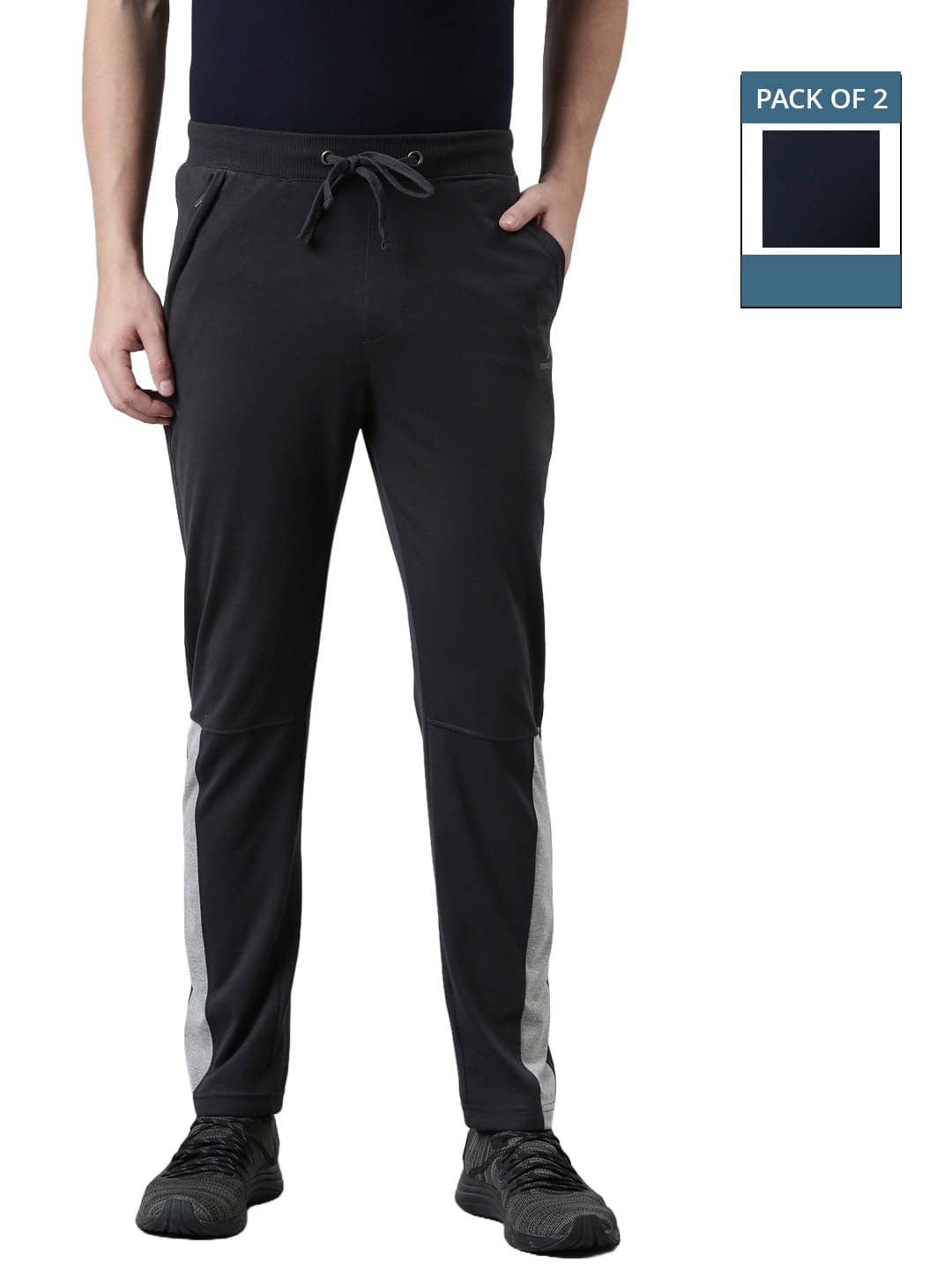 Force NXT Navy Blue Cotton Men's Trackpants ( Pack of 2 ) Force NXT Navy Blue Cotton Men's Trackpants ( Pack of 2 )
