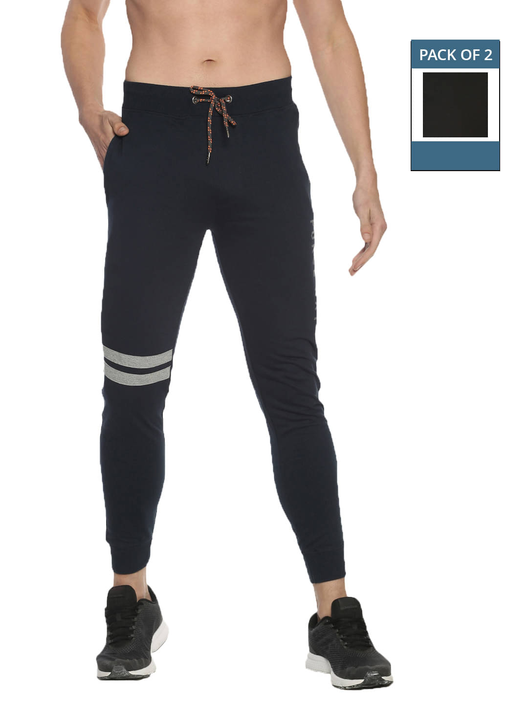     			Force NXT Navy Cotton Men's Joggers ( Pack of 2 )